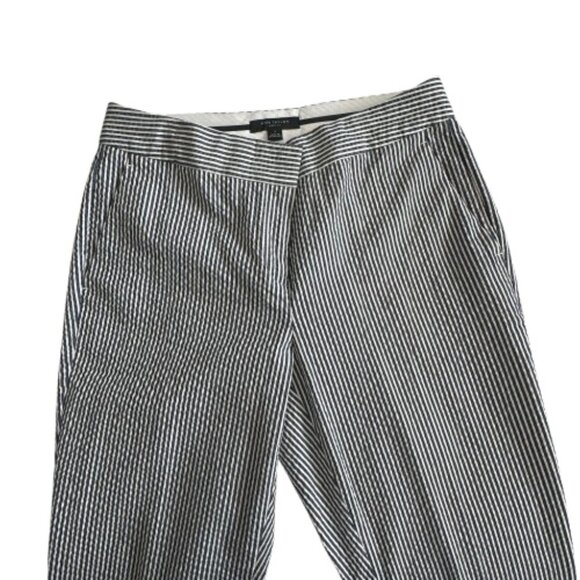 Ann Taylor Women's 4 White & Blue Strips Kate Fit Modern Boot Cut Cotton Pants - Picture 4 of 15